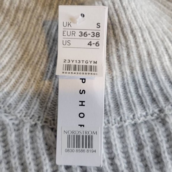 Topshop Womens Pullover Sweater Gray Long Sleeve Mock Neck Tight Knit 4 New‎ - Picture 9 of 9